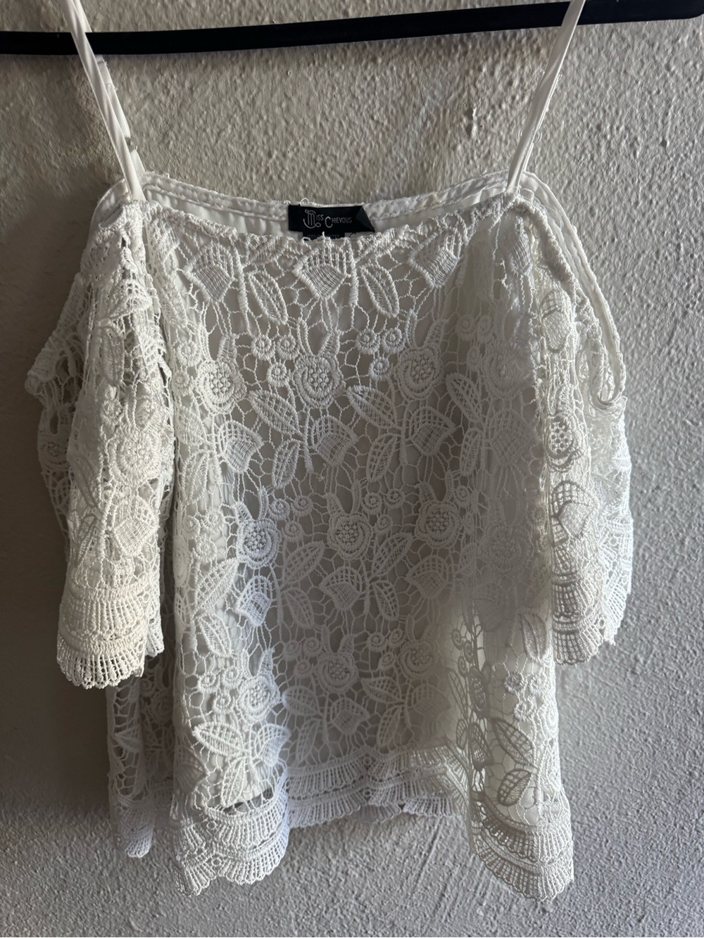 Miss Chievous White Lace Off-Shoulder Camisole
